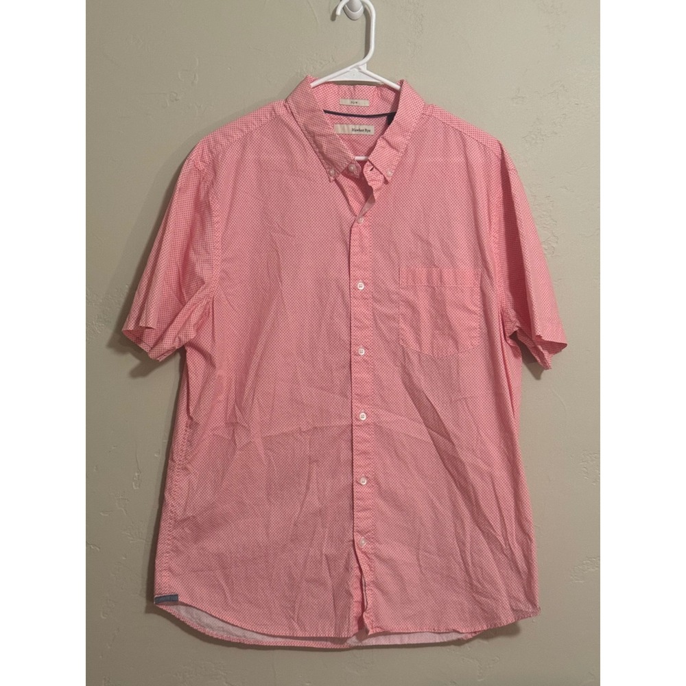 hawker rye shirt XL slim pink geometric cotton button down mens